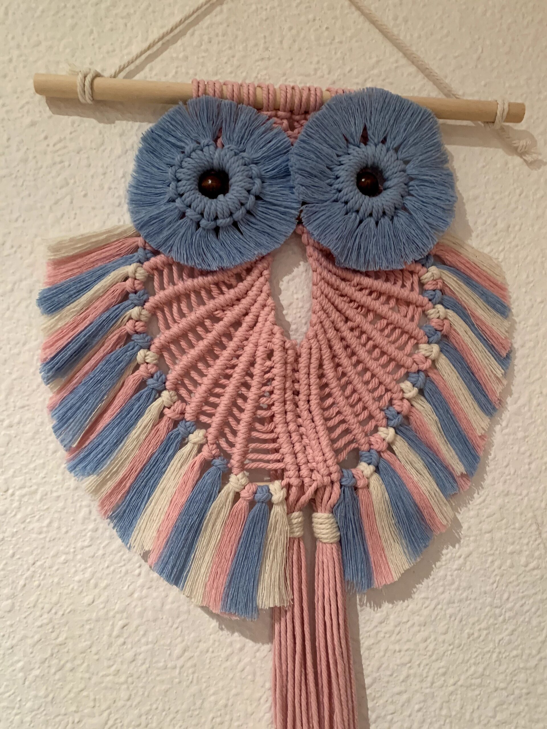 Buho de macramé rosa y azul - 4
