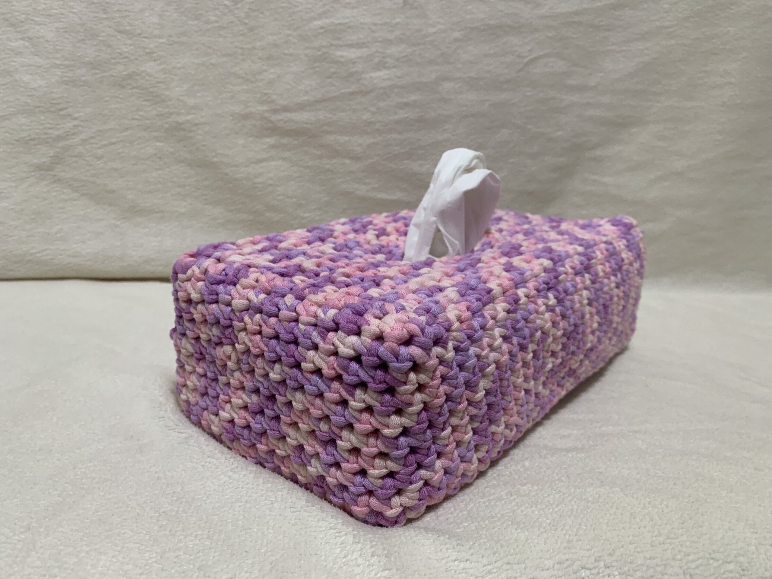 Funda para caja de pañuelos jaspeada rosa - 2