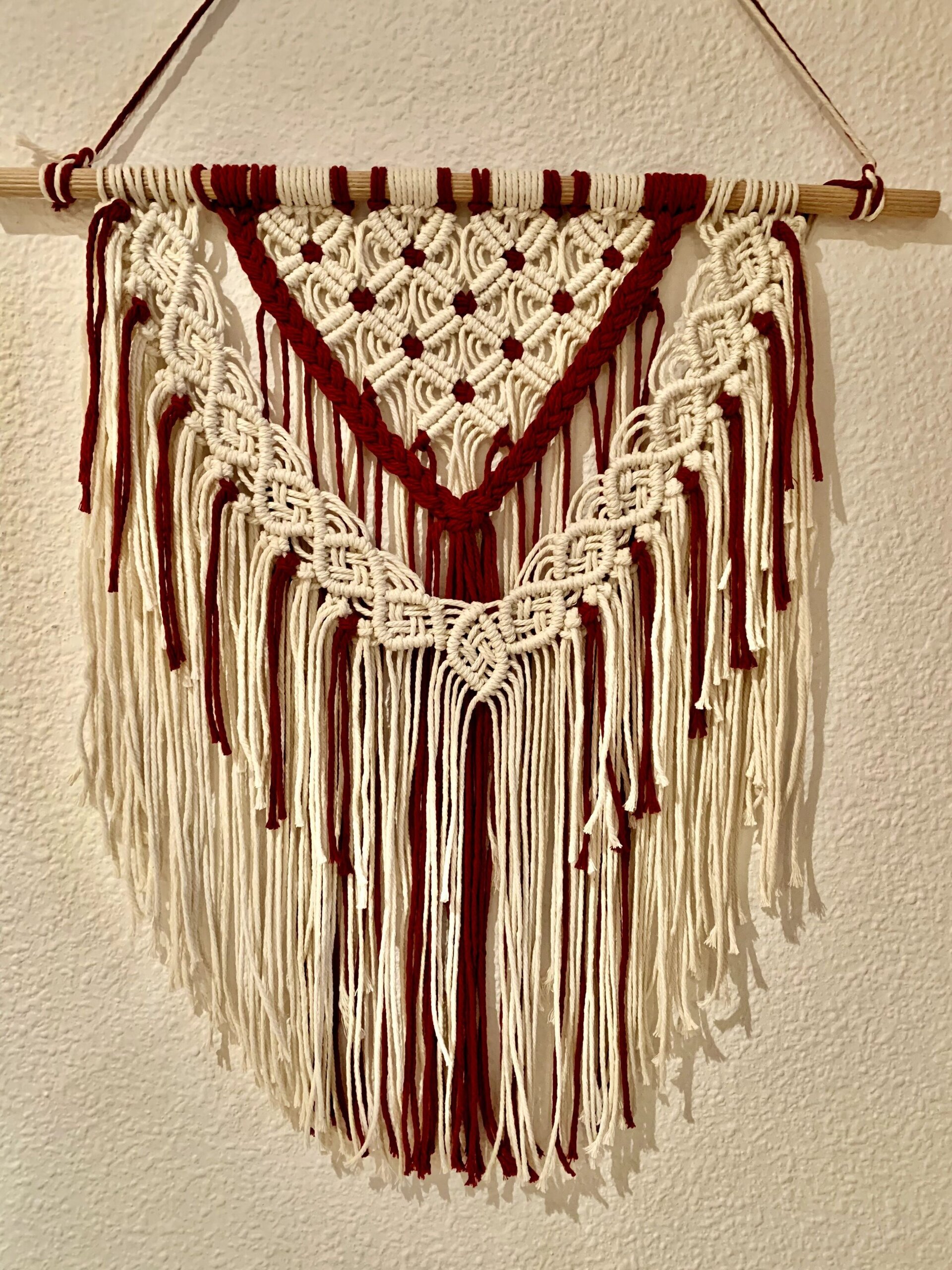 Tapiz Burdeos Beige de macramé - 6
