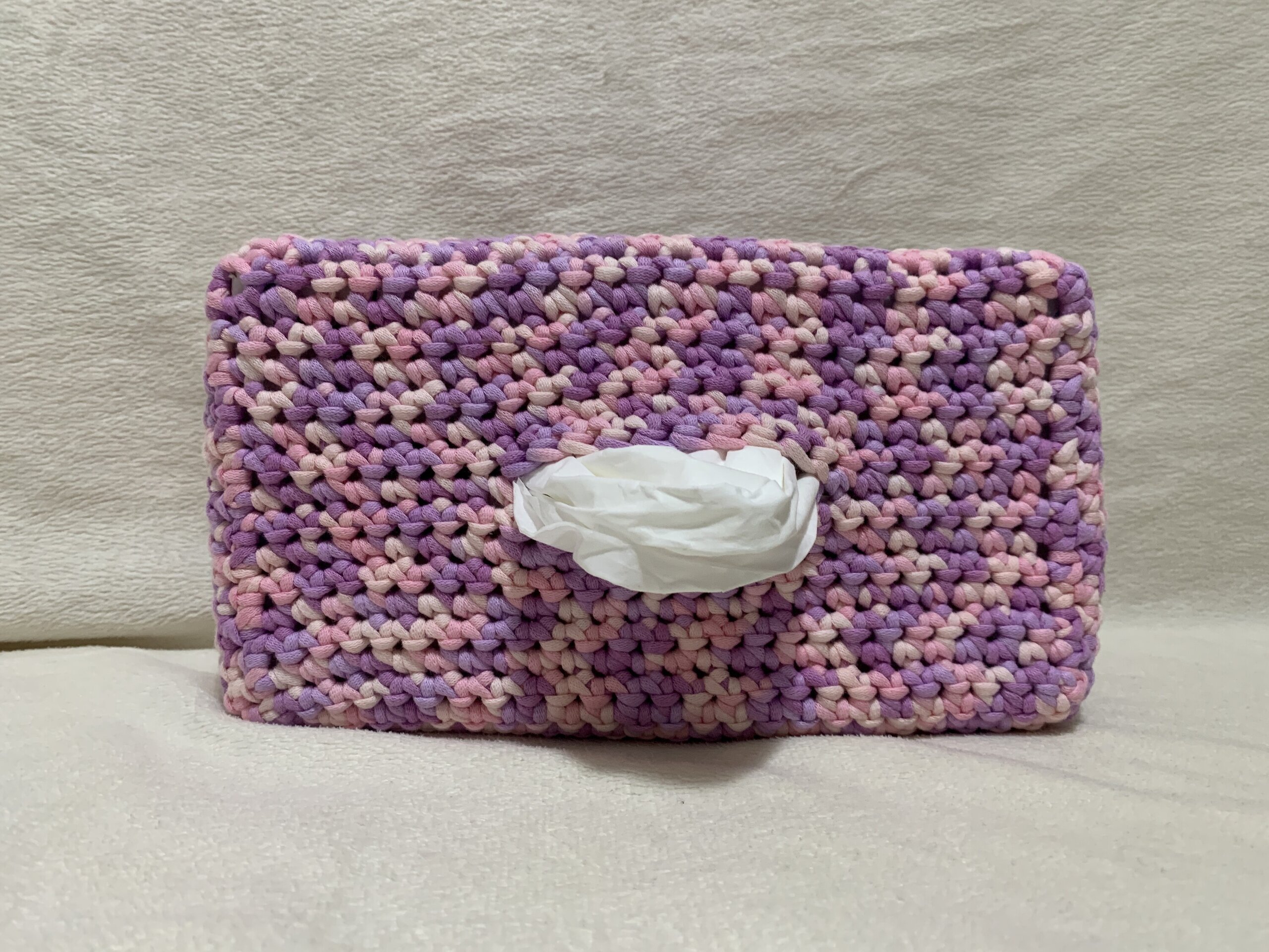 Funda para caja de pañuelos jaspeada rosa - 4