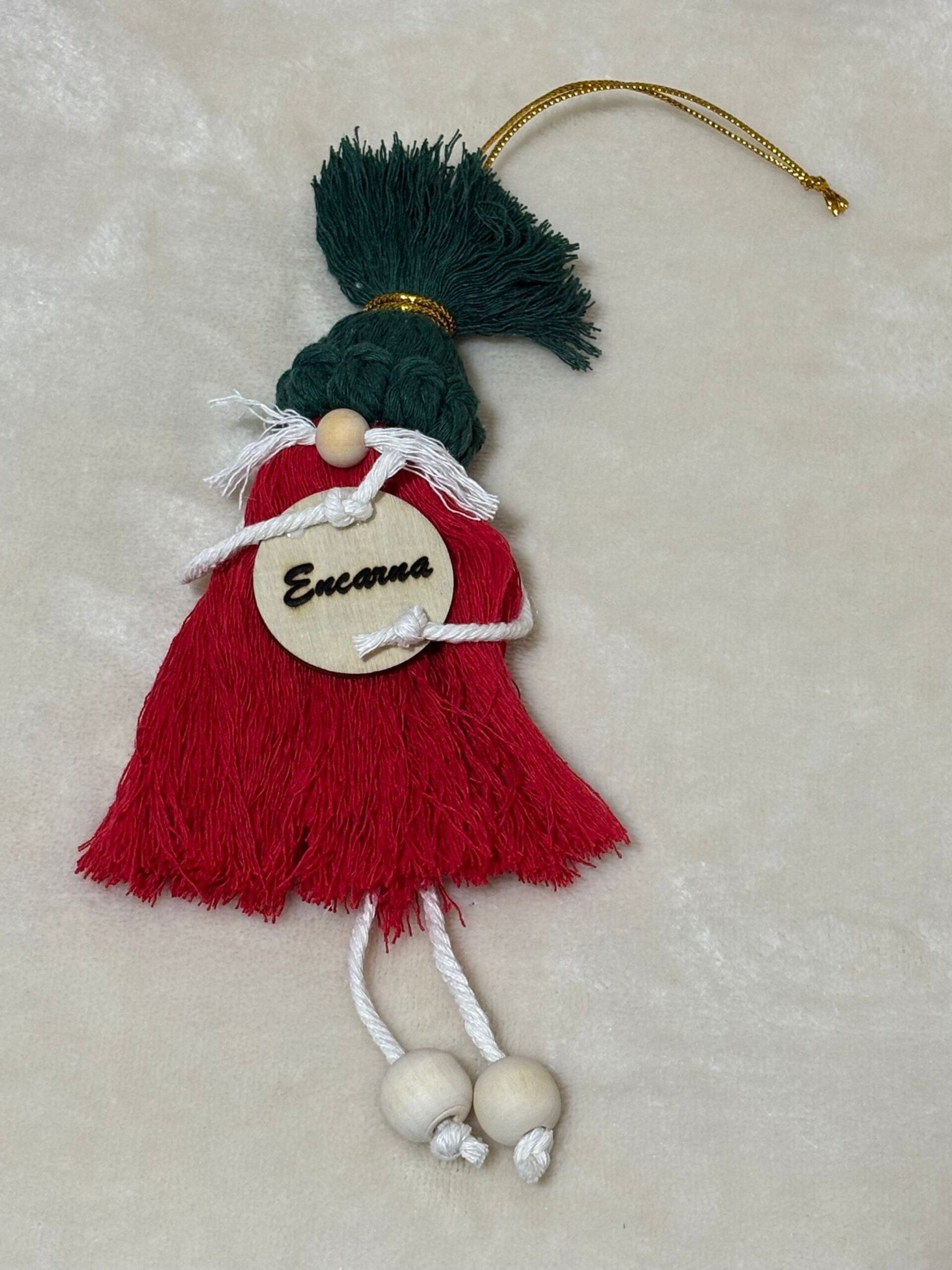 Duende de Navidad de macramé hecho a mano – Decoracion Navideña personalizada - 5