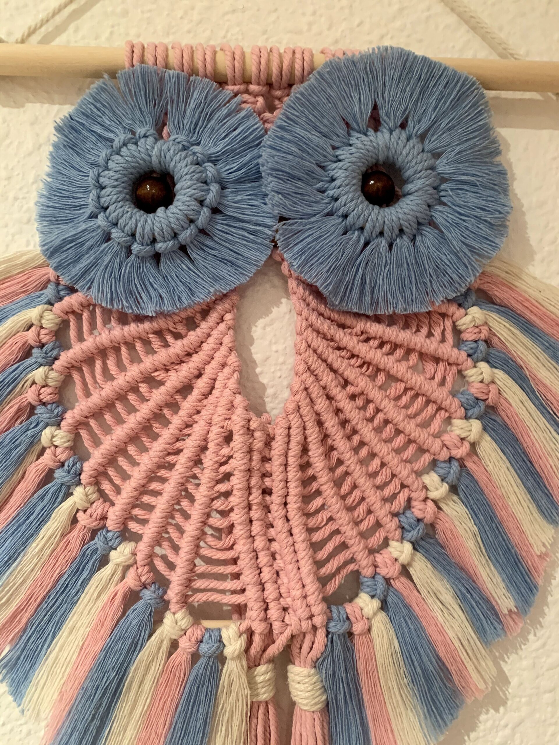 Buho de macramé rosa y azul - 5