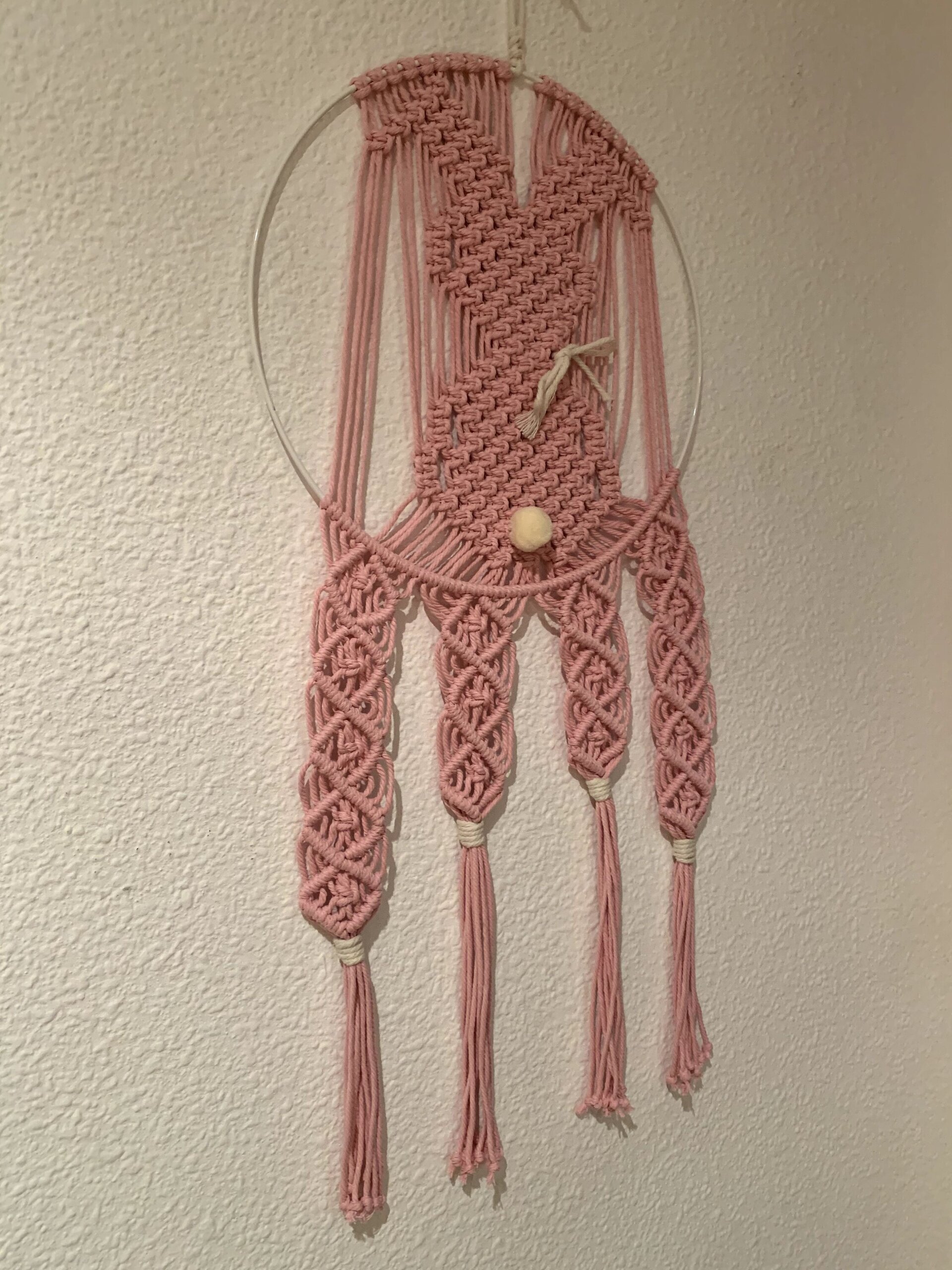 Tapiz conejo de macramé rosa - 2