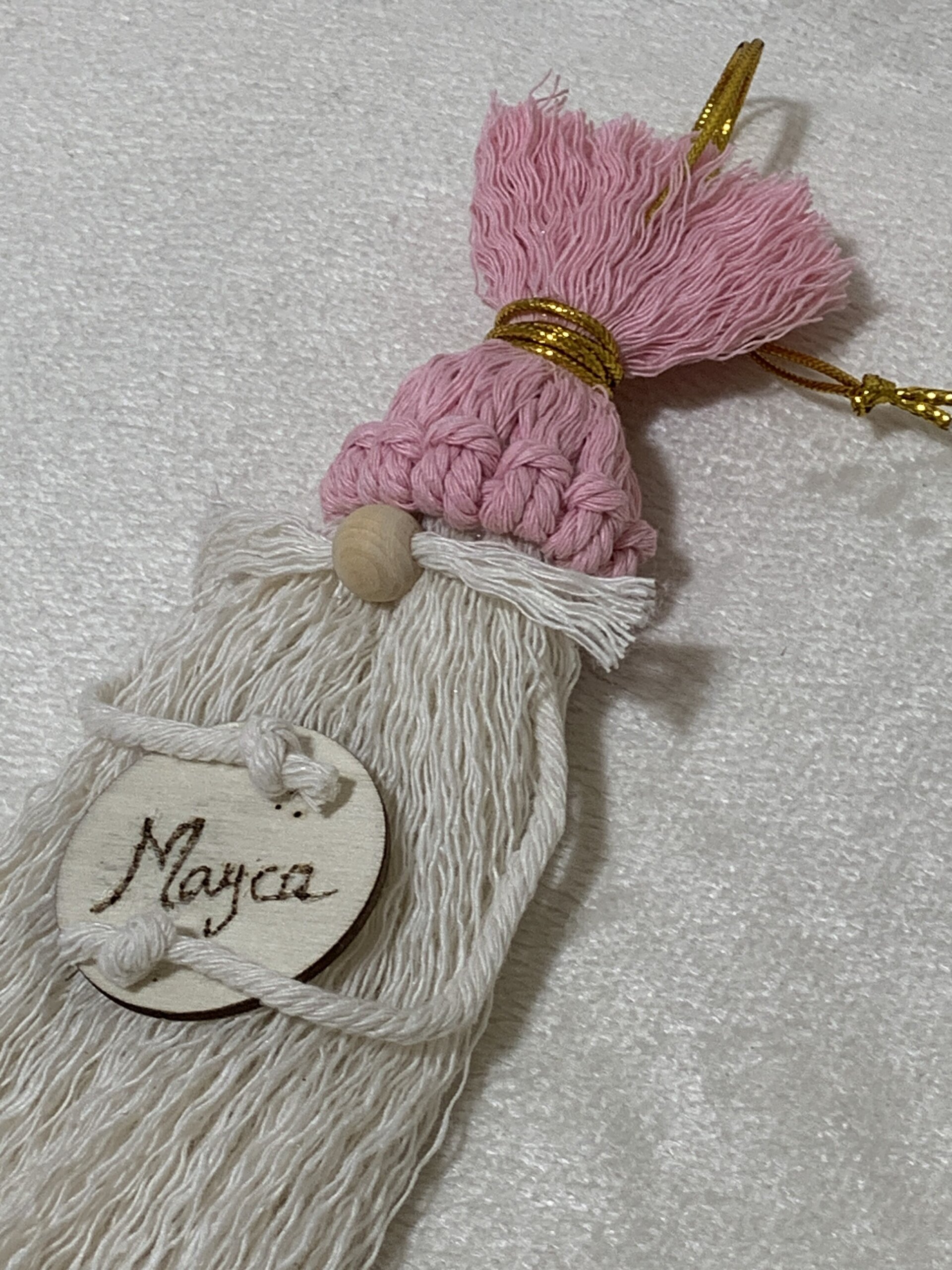 Duende de Navidad de macramé hecho a mano – Decoracion Navideña personalizada - 3