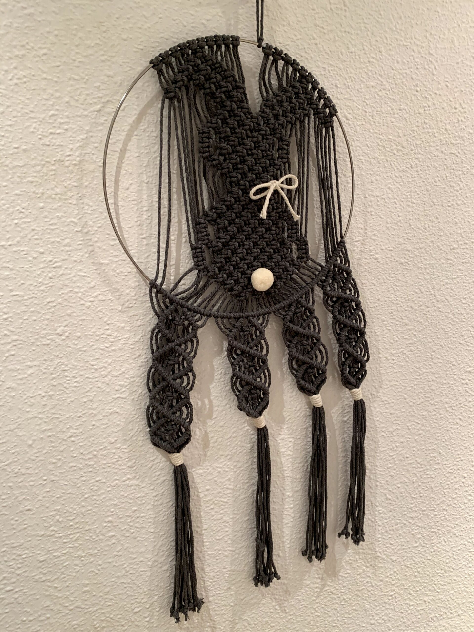 Tapiz conejo de macramé gris - 3