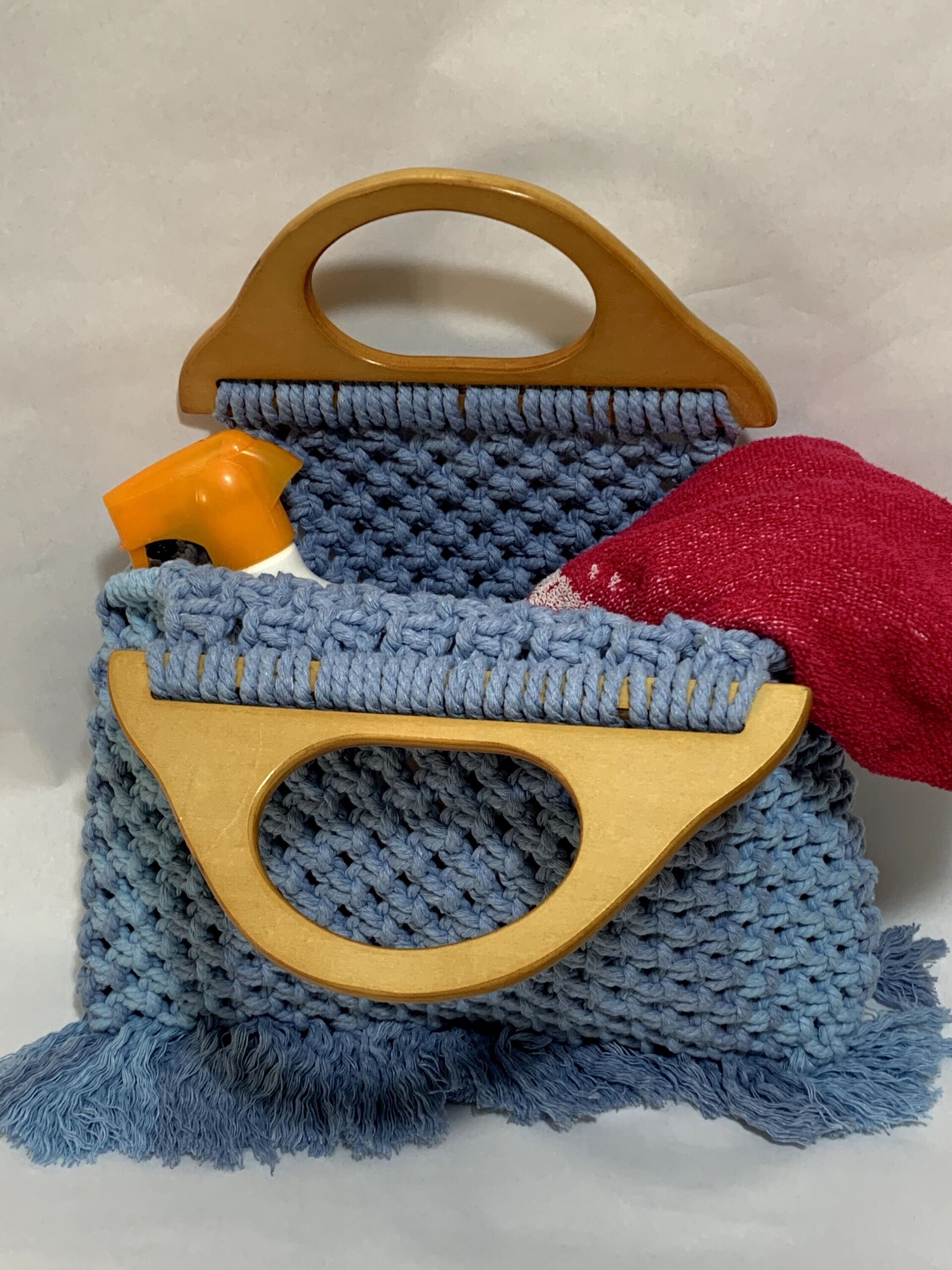 Bolso con asa de madera de macramé - 4