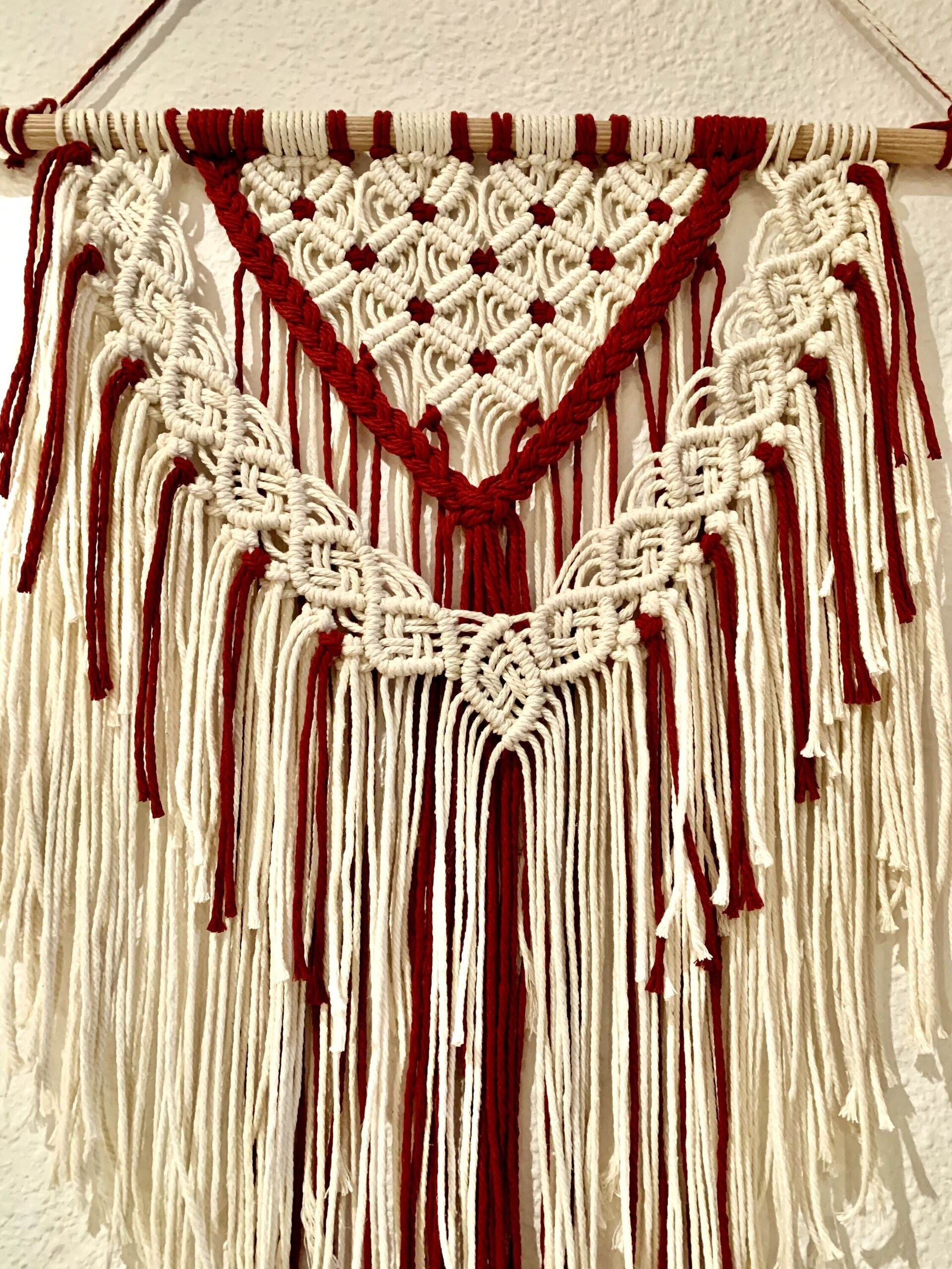 Tapiz Burdeos Beige de macramé - 4