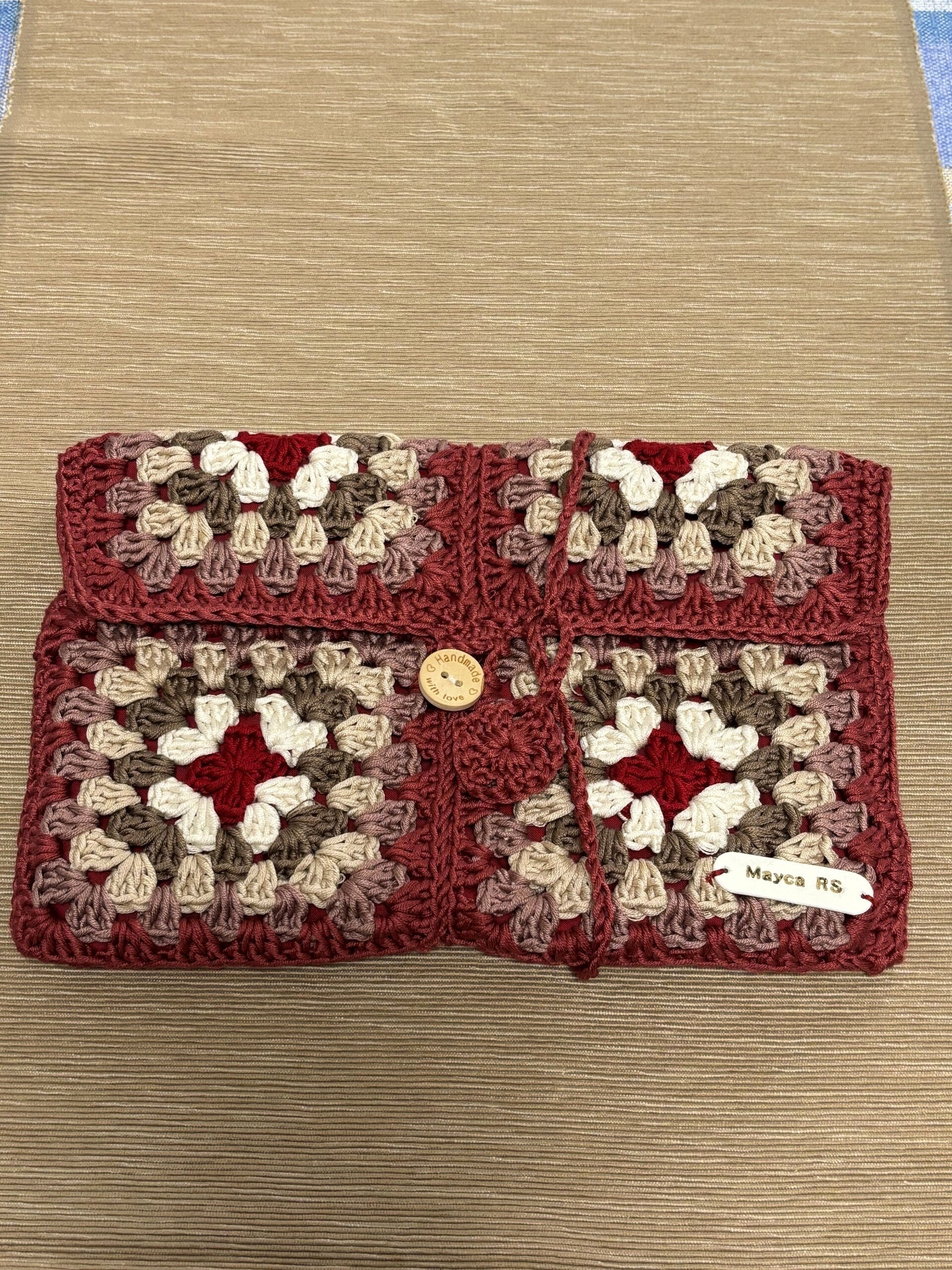 Conjunto funda gafas y portalibros hecho a mano crochet tonos rosado - 3