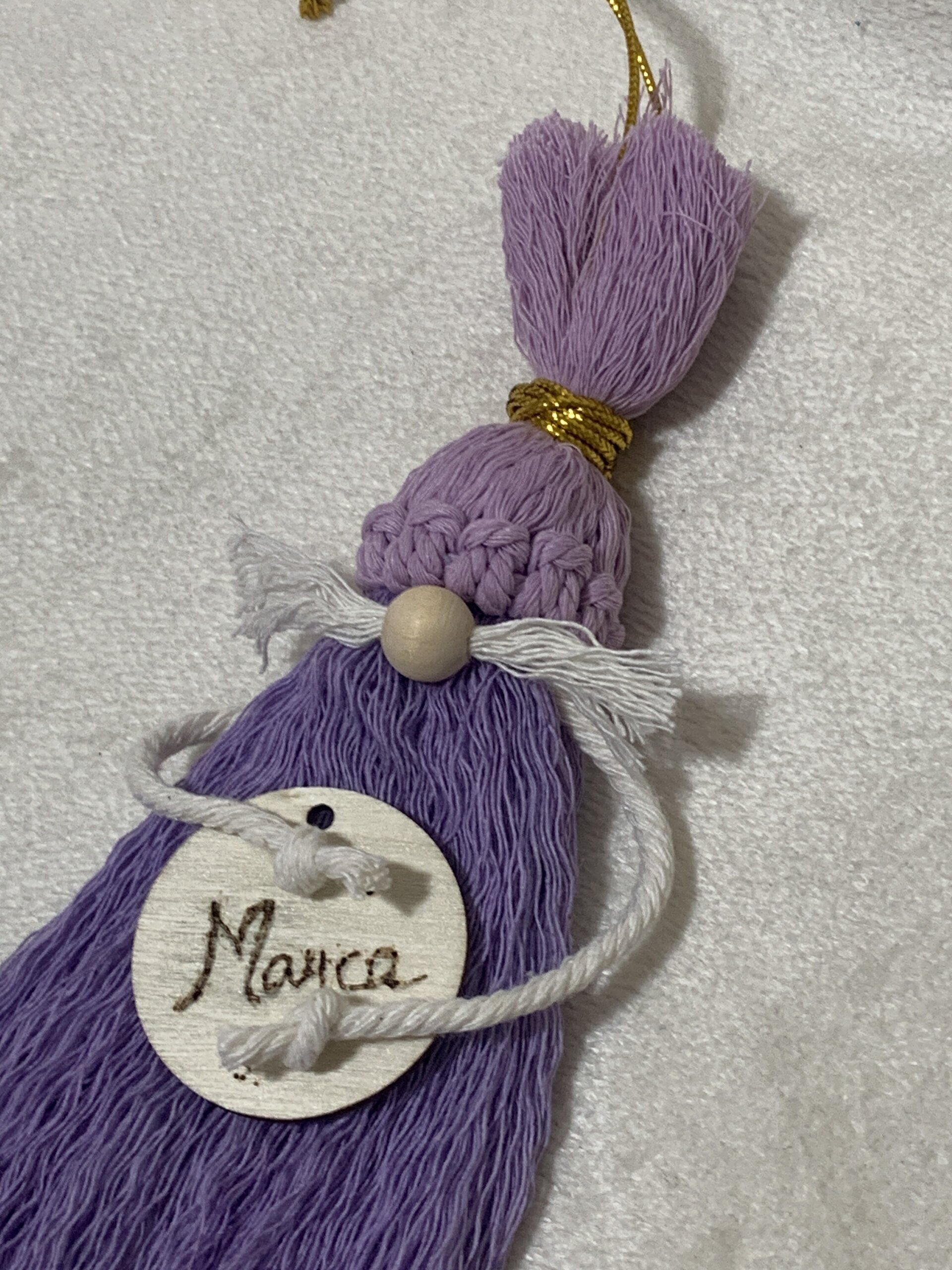 Duende de Navidad de macramé hecho a mano – Decoracion Navideña personalizada - 3