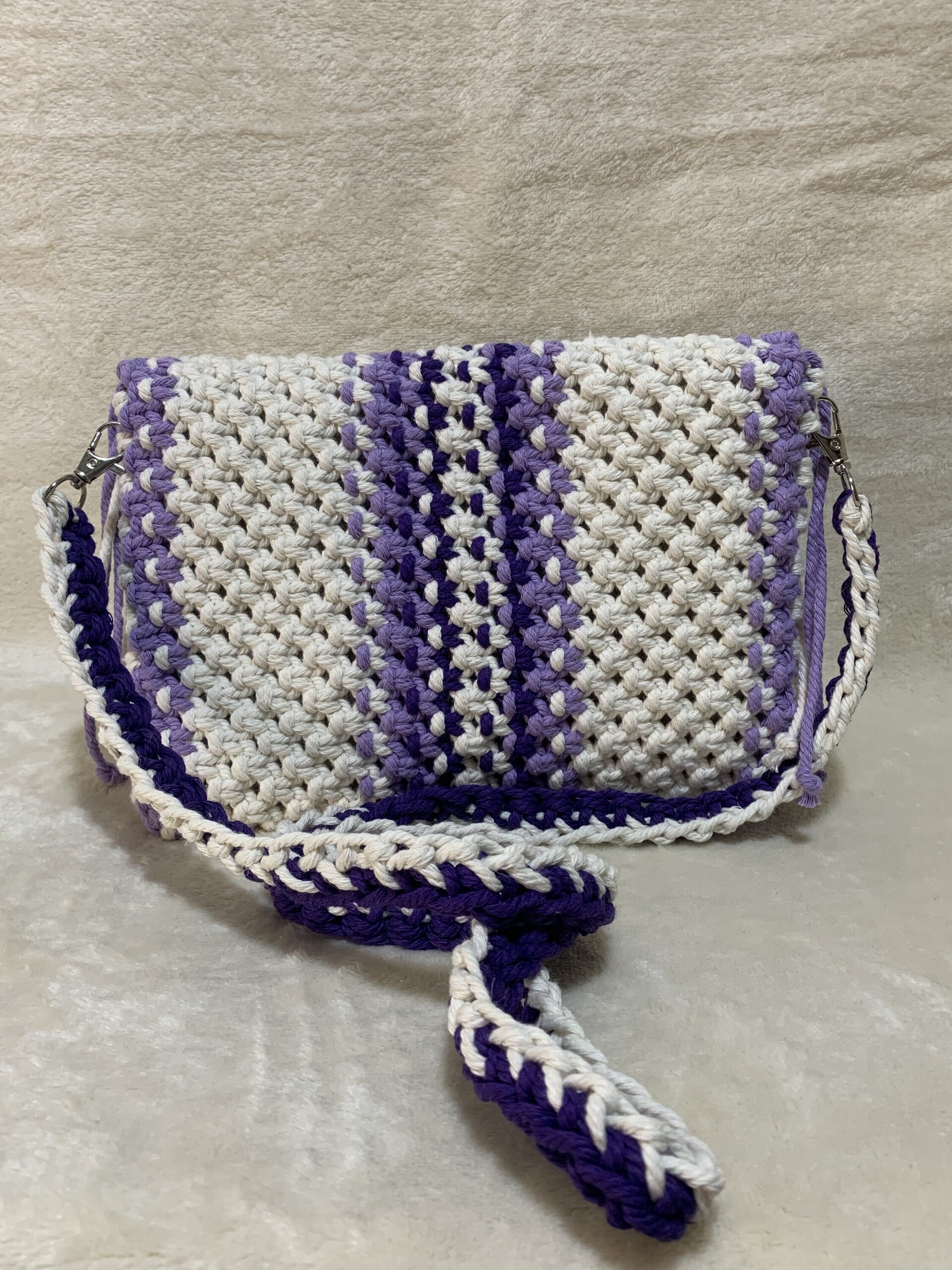 Bolso Beige, Lila y Morado en macramé - 4