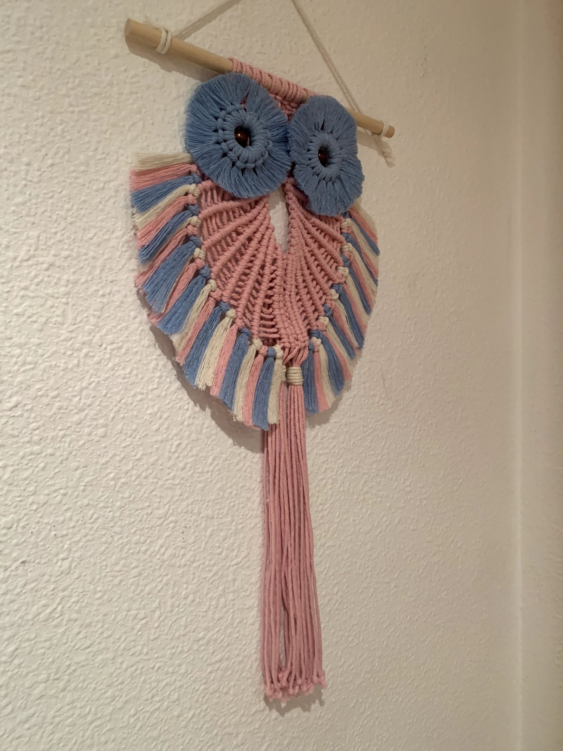 Buho de macramé rosa y azul - 3