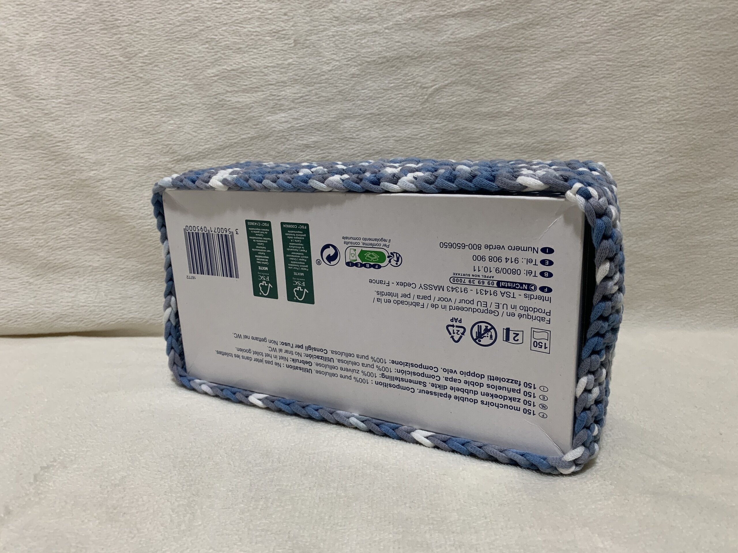 Funda para caja de pañuelos jaspeado azul - 4