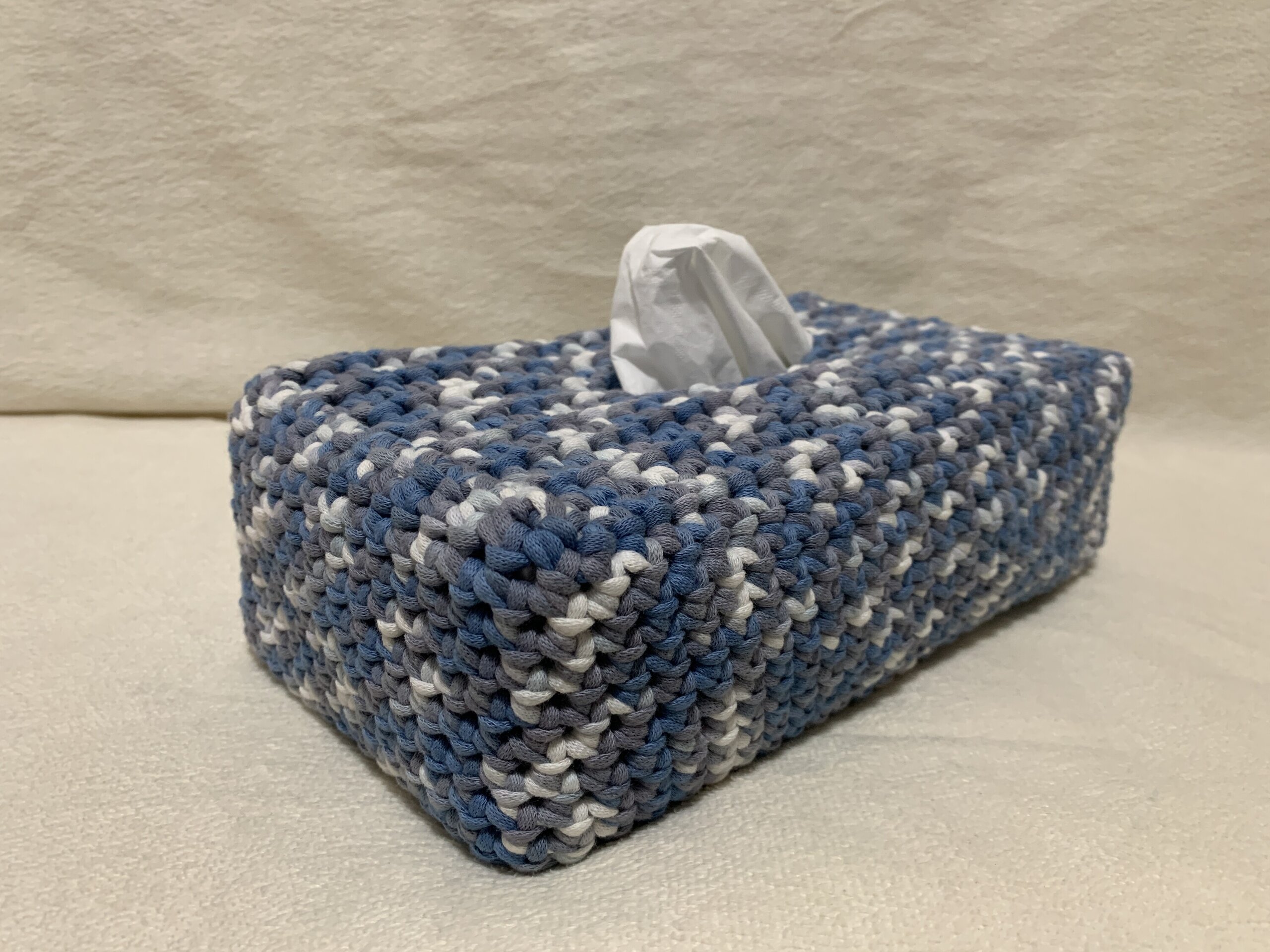 Funda para caja de pañuelos jaspeado azul - 3