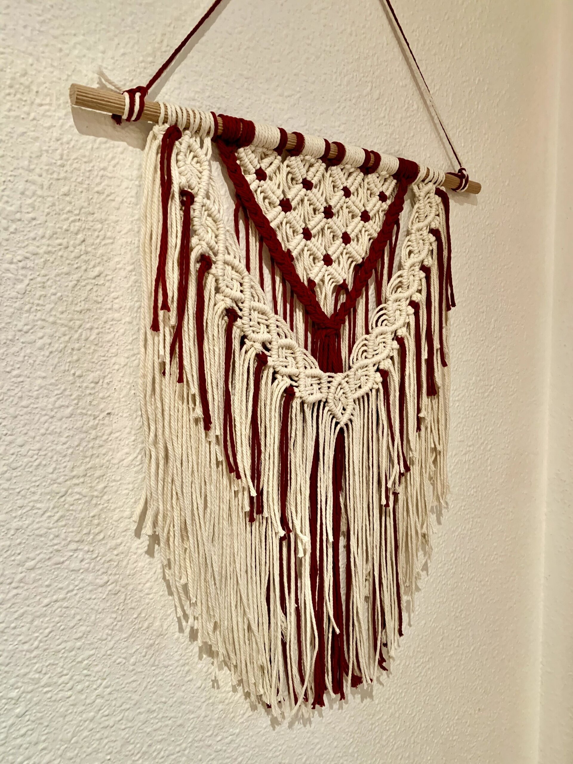 Tapiz Burdeos Beige de macramé - 2