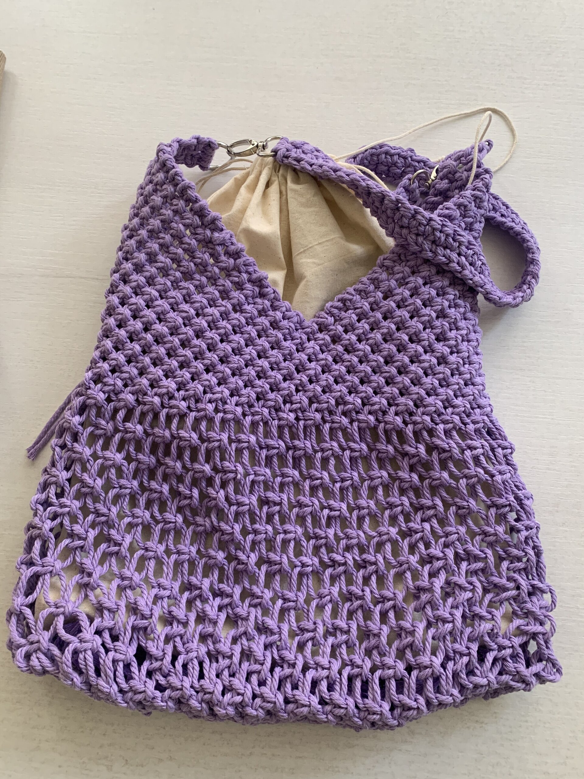 Bolso Lila con diseño de red en macramé - 2