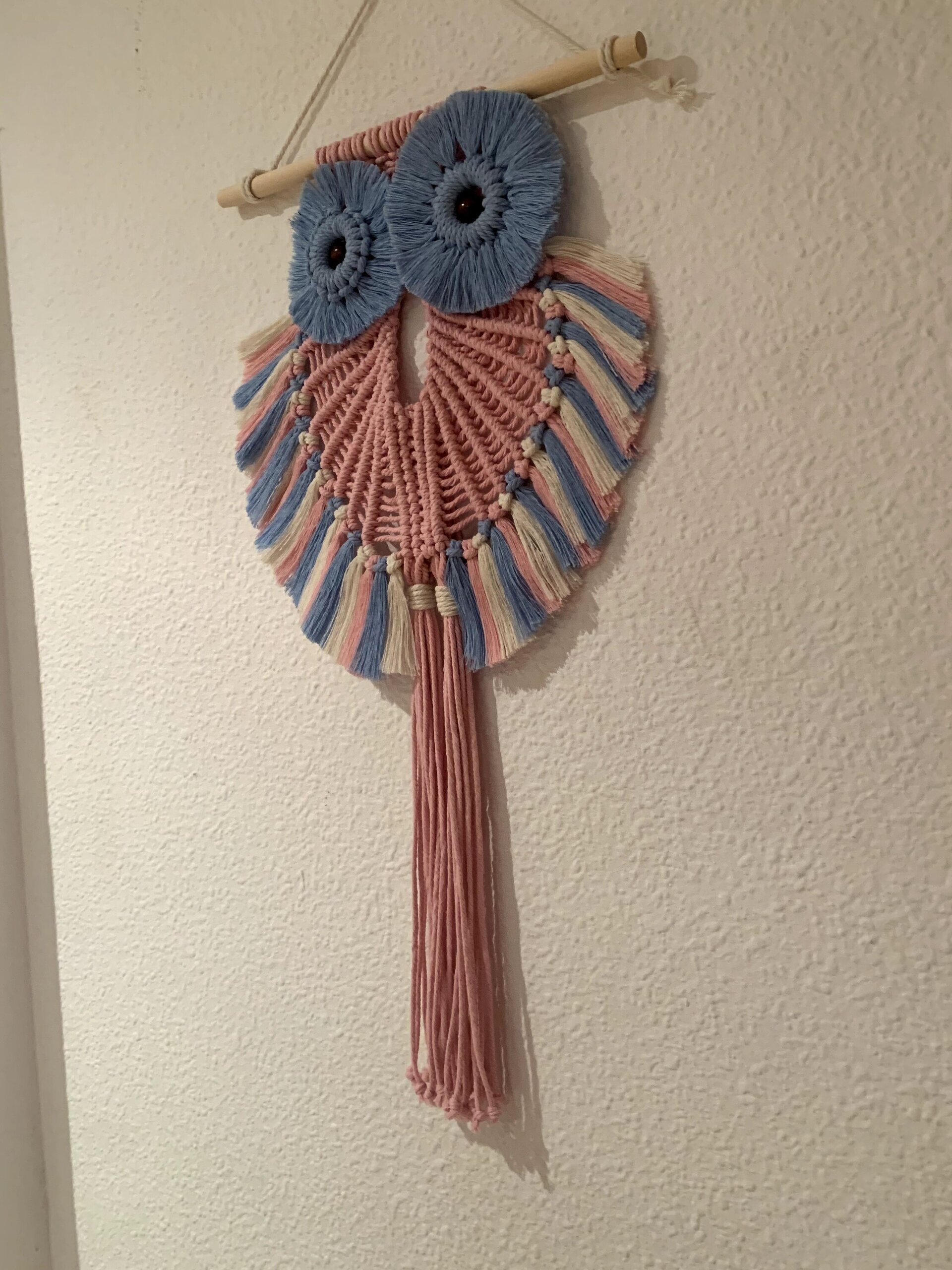 Buho de macramé rosa y azul - 2