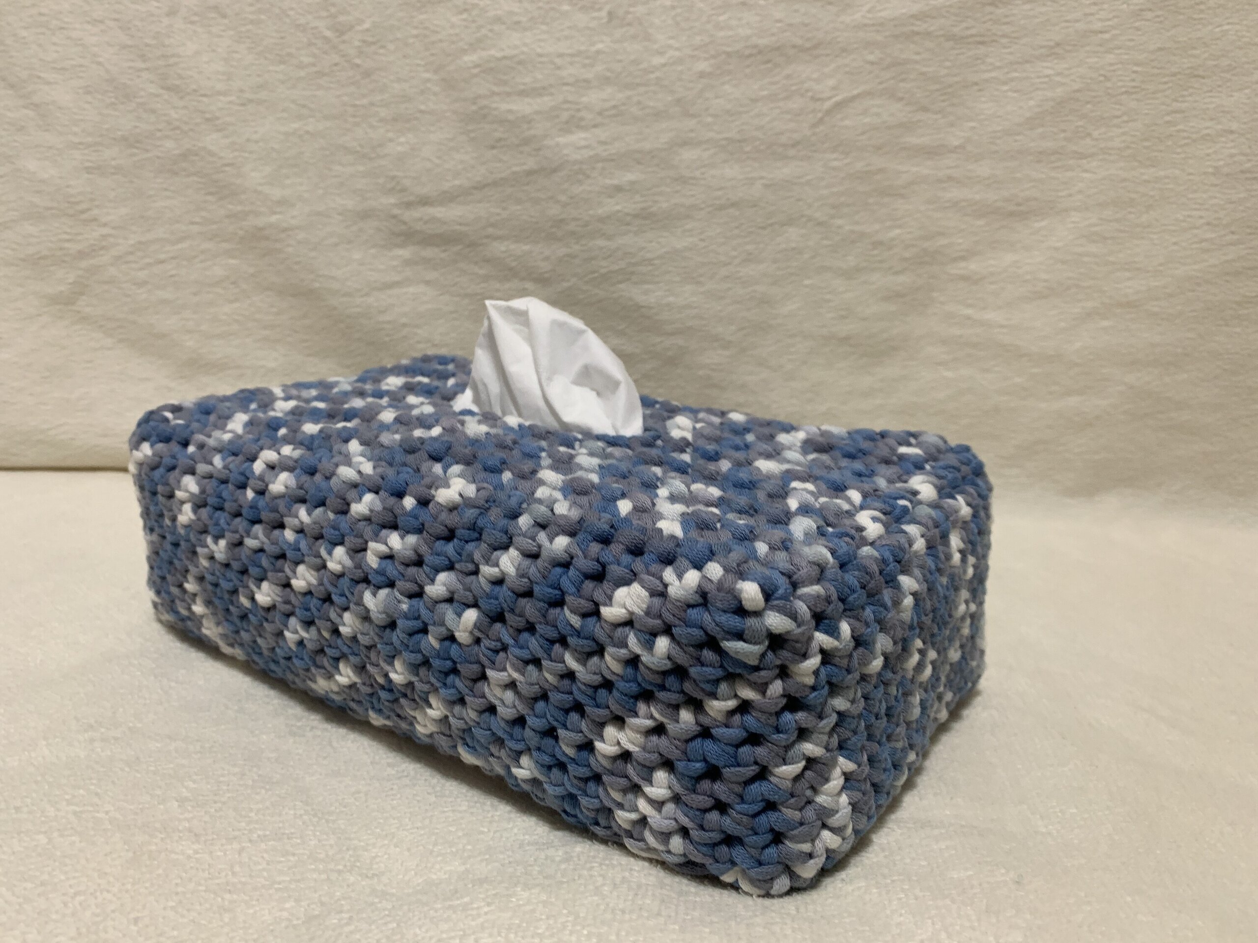 Funda para caja de pañuelos jaspeado azul - 2
