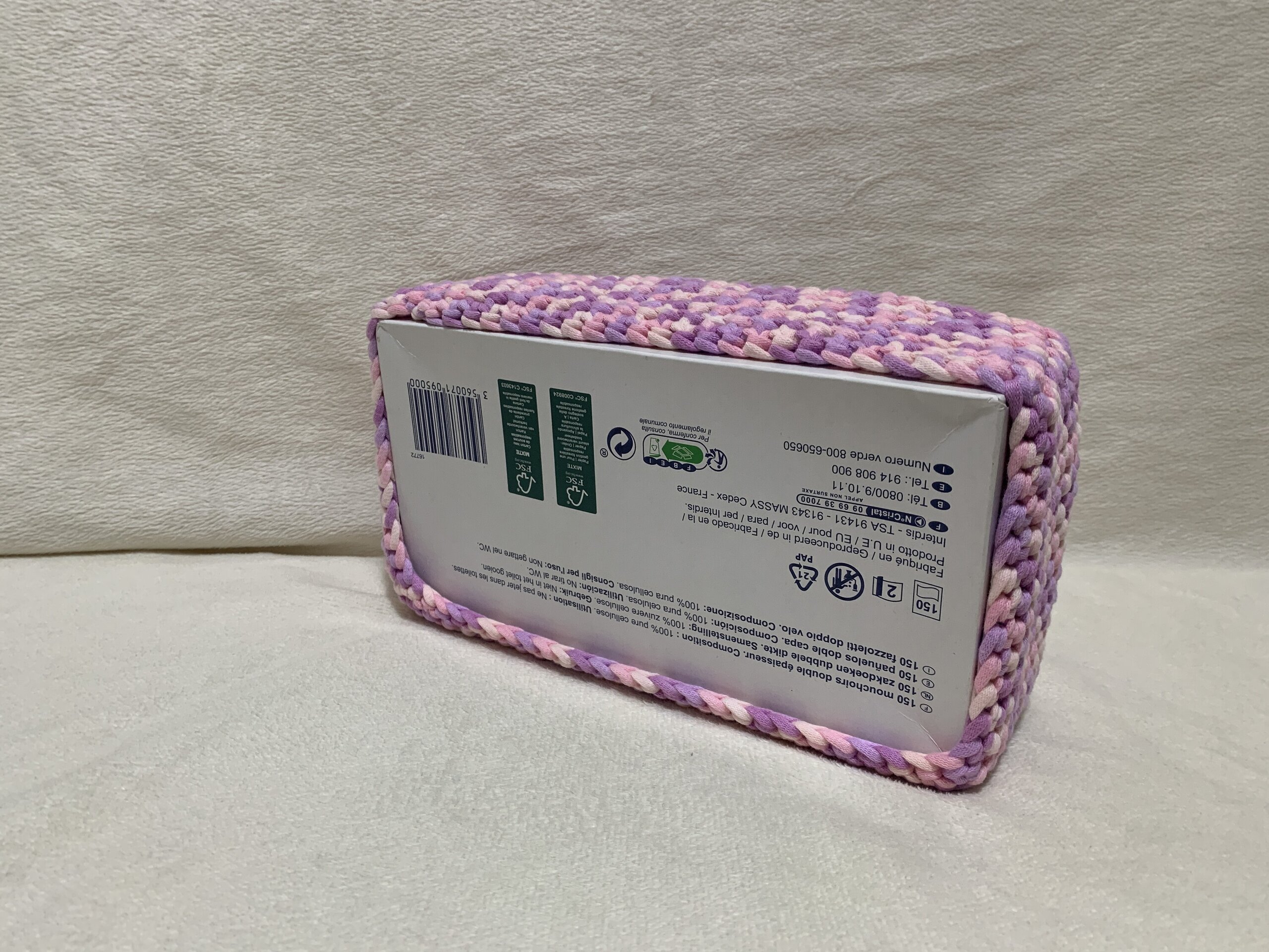 Funda para caja de pañuelos jaspeada rosa - 5