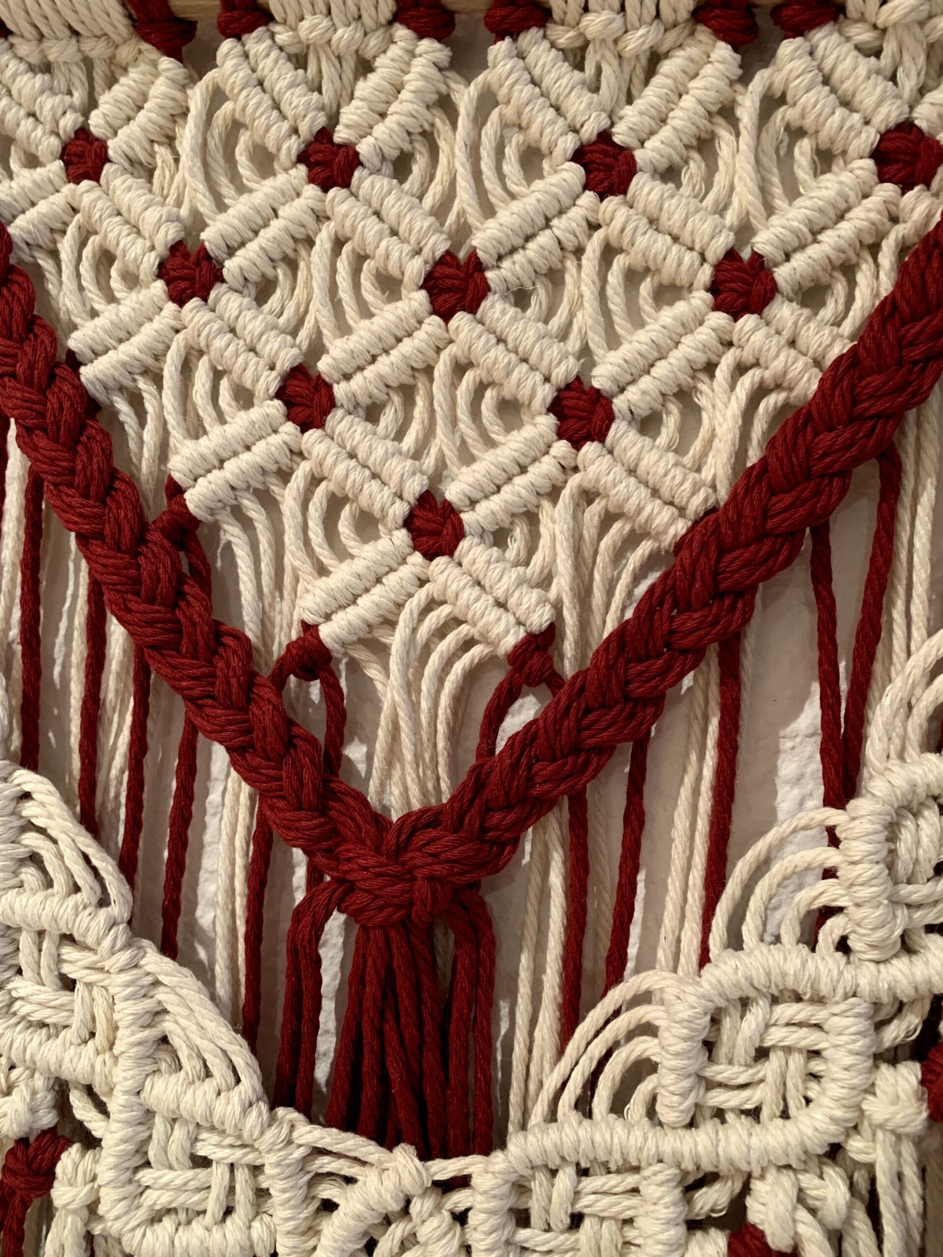 Tapiz Burdeos Beige de macramé - 7