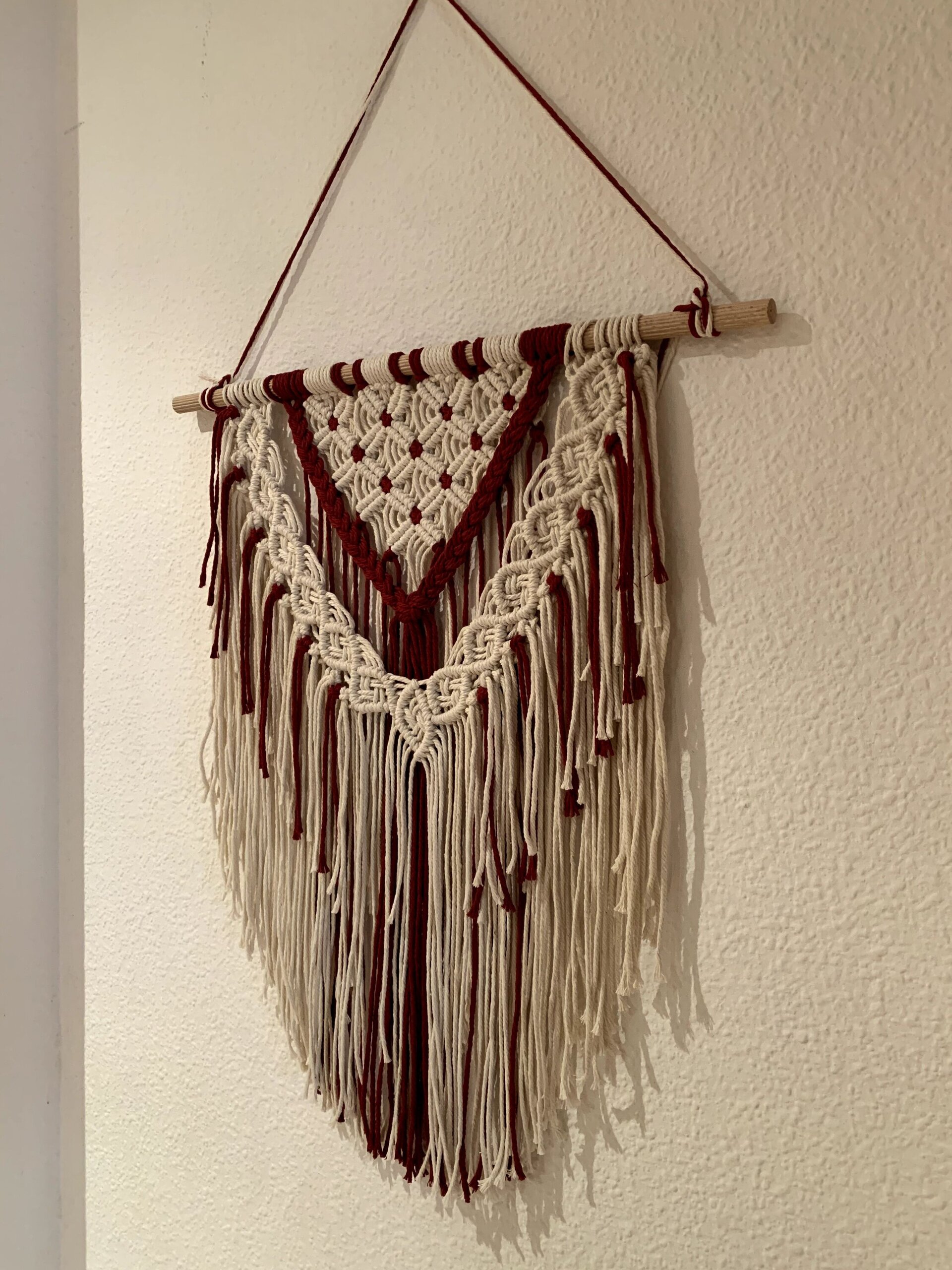 Tapiz Burdeos Beige de macramé - 3